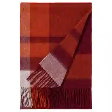 一米画纱 柔软触感经典格纹加厚保暖舒适格子条纹撞色流苏 山羊绒 绒线围巾 男女同款情侣款