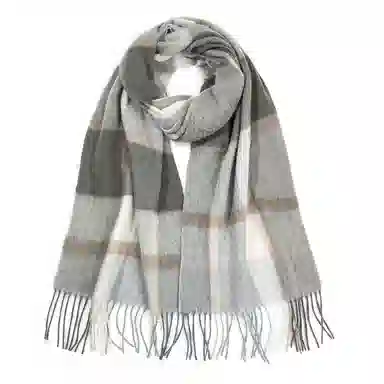 一米画纱 柔软触感经典格纹加厚保暖舒适格子条纹撞色流苏 山羊绒 绒线围巾 男女同款情侣款