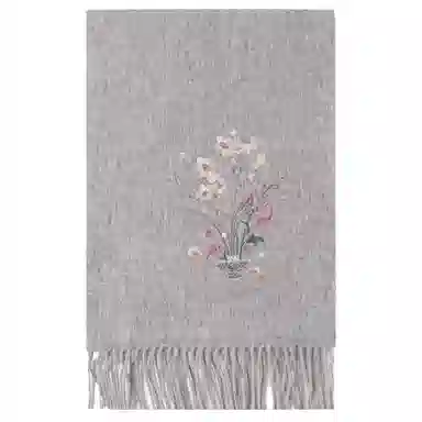 上海故事 花卉刺绣加厚保暖精致舒适优雅柔软 绵羊毛 绒线围巾 女款