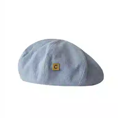 钓鱼熊 画家日系复古牛仔韩版百搭时尚显脸小蓓蕾 聚酯纤维 贝雷帽 男女同款情侣款