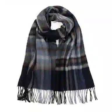 一米画纱 柔软触感经典格纹加厚保暖舒适格子条纹撞色流苏 山羊绒 绒线围巾 男女同款情侣款