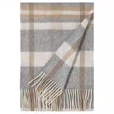 一米画纱 柔软触感经典格纹加厚保暖舒适格子条纹撞色流苏 山羊绒 绒线围巾 男女同款情侣款