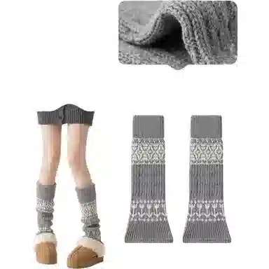 妮轻 羊毛加厚保暖菱形个性中筒袜 女款