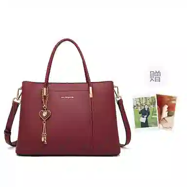 红蜻蜓 高端大气时尚潮流百搭通勤精致优雅结婚包喜庆单肩包 牛皮 斜挎手提包 女款 杏色/红色