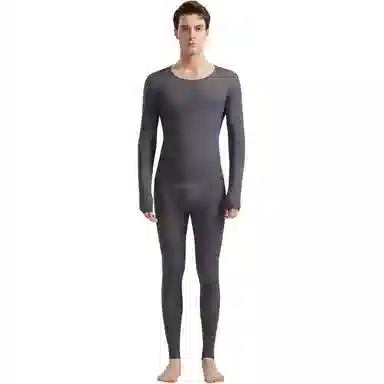 兰缪 【玻尿酸润肤】美体塑形抑菌抗静电防螨男士内衣秋衣秋裤薄款冬季打底衫保暖套装 男款