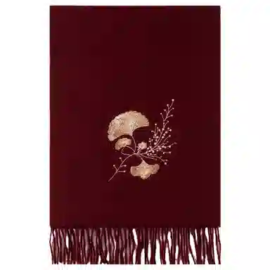 上海故事 花卉刺绣加厚保暖精致舒适优雅柔软 绵羊毛 绒线围巾 女款