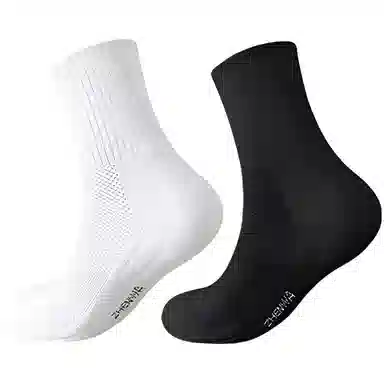 莫代尔 舒适透气吸汗防臭减震耐磨运动袜高弹不勒脚时尚简约休闲男款袜子男袜大码宽松抗造纯色百搭中筒袜 男女同款