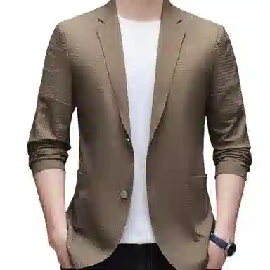 男士纯色时尚修身舒适潮流百搭休闲长袖单西外套西装 男款