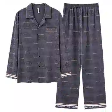 莫代尔 春秋季休闲简约百搭个性翻领开衫舒适轻柔细腻长袖长裤家居服可外穿睡衣套装 男款