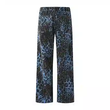 AiLoT Vintage Leopard Denim Pants