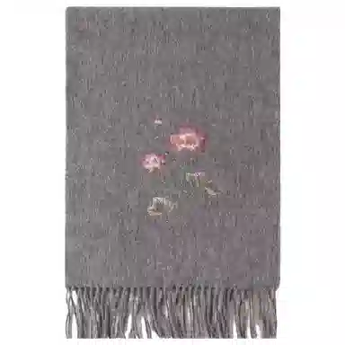 上海故事 花卉刺绣加厚保暖精致舒适优雅柔软 绵羊毛 绒线围巾 女款