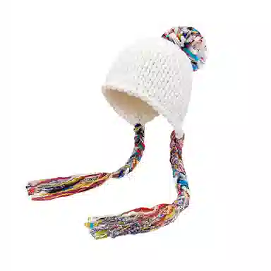 北极绒 彩色流苏民族风甜美护耳时尚保暖针织帽 聚酯纤维 绒线帽 男女同款情侣款