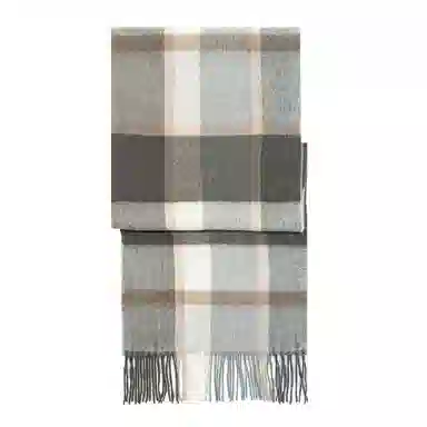 一米画纱 柔软触感经典格纹加厚保暖舒适格子条纹撞色流苏 山羊绒 绒线围巾 男女同款情侣款