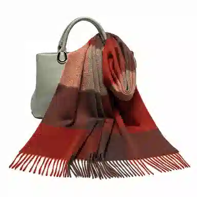 一米画纱 柔软触感经典格纹加厚保暖舒适格子条纹撞色流苏 山羊绒 绒线围巾 男女同款情侣款