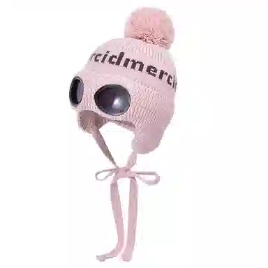 艾佳微 户外防寒保暖护耳 套头帽带眼镜毛球 腈纶 绒线帽 男女同款情侣款