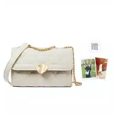 红蜻蜓 百搭少女包法式小香风通勤链条包时尚菱格包 聚氨酯拼合成革 单肩包腋下包手提包斜挎包 女款 黑色/米白色