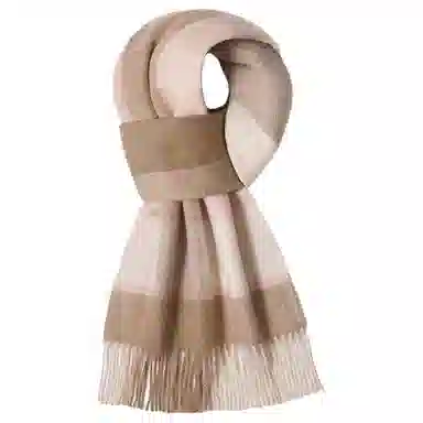 一米画纱 柔软触感经典格纹加厚保暖舒适格子条纹撞色流苏 山羊绒 绒线围巾 男女同款情侣款