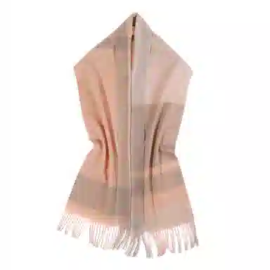 一米画纱 柔软触感经典格纹加厚保暖舒适格子条纹撞色流苏 山羊绒 绒线围巾 男女同款情侣款