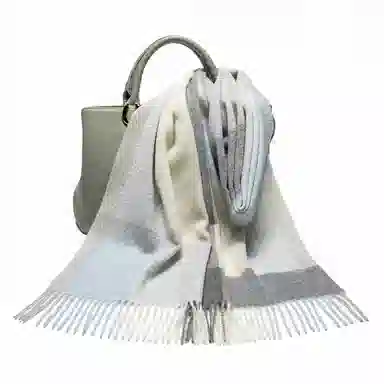 一米画纱 柔软触感经典格纹加厚保暖舒适格子条纹撞色流苏 山羊绒 绒线围巾 男女同款情侣款