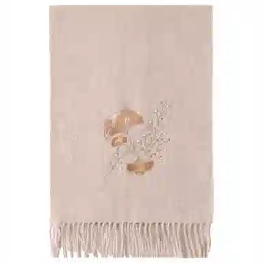 上海故事 花卉刺绣加厚保暖精致舒适优雅柔软 绵羊毛 绒线围巾 女款