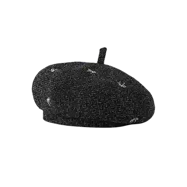 朵澜 水洗牛仔女大头围日系蝴蝶结八角帽时尚显脸小帽子 聚酯纤维 贝雷帽 女款