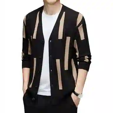 卡丹狄诺 开衫外套羊毛提花针织衫 男款