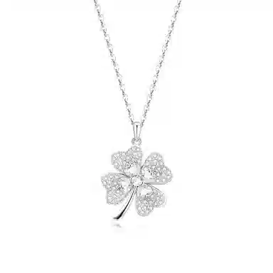 【S925银 幸运四叶草】 七七银饰 小众设计轻奢灵动闪耀 小清新 简约精致高级感转运锁骨链 浪漫约会告白 纯银 项链 女款