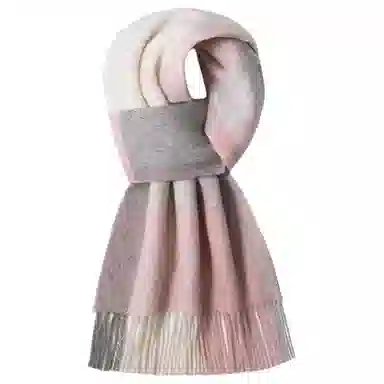 一米画纱 柔软触感经典格纹加厚保暖舒适格子条纹撞色流苏 山羊绒 绒线围巾 男女同款情侣款