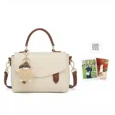 红蜻蜓 高颜值小香风经典上班通勤小众高级感质感 牛皮 单肩手提包 女款 米白色