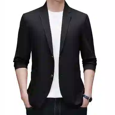 男士纯色时尚修身舒适潮流百搭休闲长袖单西外套西装 男款