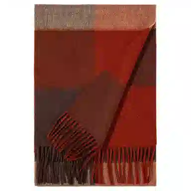 一米画纱 柔软触感经典格纹加厚保暖舒适格子条纹撞色流苏 山羊绒 绒线围巾 男女同款情侣款