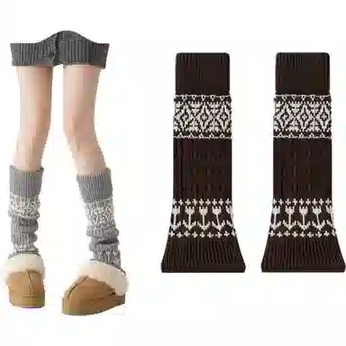 妮轻 羊毛加厚保暖菱形个性中筒袜 女款