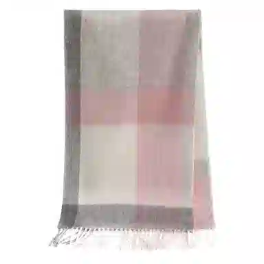 一米画纱 柔软触感经典格纹加厚保暖舒适格子条纹撞色流苏 山羊绒 绒线围巾 男女同款情侣款