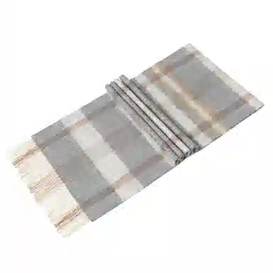 一米画纱 柔软触感经典格纹加厚保暖舒适格子条纹撞色流苏 山羊绒 绒线围巾 男女同款情侣款