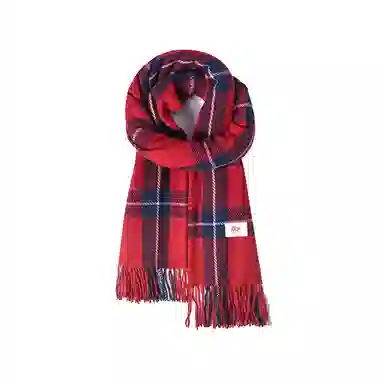 浪莎 格纹双面仿羊绒披肩高级感保暖流苏围脖 聚酯纤维 绒线围巾 男女同款情侣款