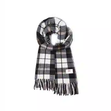 浪莎 小清新学院风高颜值粗线条格子秋冬季防寒护脖保暖加厚柔软撞色围脖 心动礼盒装 聚酯纤维 绒线围巾 男女同款情侣款