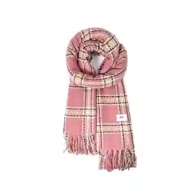 浪莎 韩系氛围感格子保暖百搭学院风配饰格纹 聚酯纤维 绒线围巾 男女同款情侣款