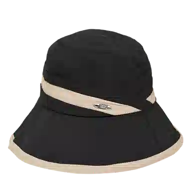 杨同学 韩版拼色时尚百搭金属小标优雅高级感遮阳防晒 涤纶 渔夫帽 女款 米色/卡其/咖啡/黑色