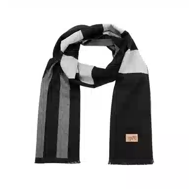 肯默 保暖条纹简约 聚酯纤维 绒线围巾 男女同款情侣款