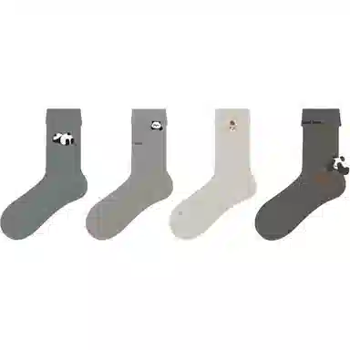 十三日季 条纹刺绣吸汗个性中筒袜 女款