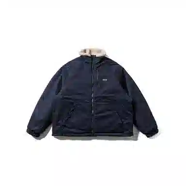 【dme】 潮流美式设计感立领两面穿羊羔毛棉衣外套男冬季宽松保暖中性休闲拼接工装棉服 男女同款