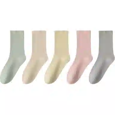 十三日季 纯棉吸汗透气纯色简约中筒袜 女款