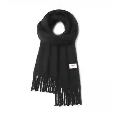 【文艺出片】 浪莎 超有氛围感加厚纯色马海毛围脖百搭流苏设计保暖披肩 心动礼盒装 聚酯纤维 绒线围巾 男女同款情侣款