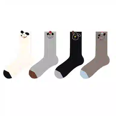 十三日季 条纹刺绣吸汗个性中筒袜 女款