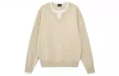 PCLP Two-in-One Henley Collar Embroidered Dog Knit Sweater