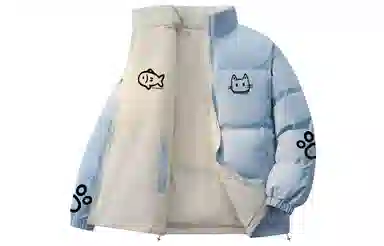 LA'T.WEEKEND Reversible Cartoon Cat Logo Cotton Jacket