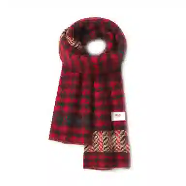 浪莎 撞色保暖经典千鸟格复古韩版百搭气质两用 心动礼盒装 聚酯纤维 绒线围巾 男女同款情侣款