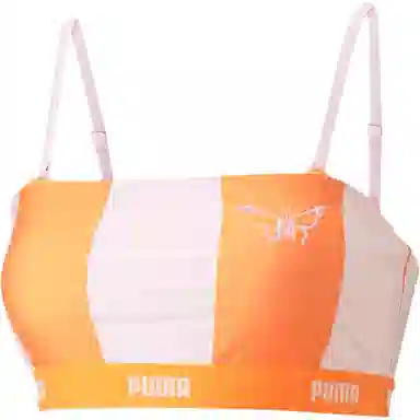 Puma x DUA LIPA Colorblock Logo Bra Orange