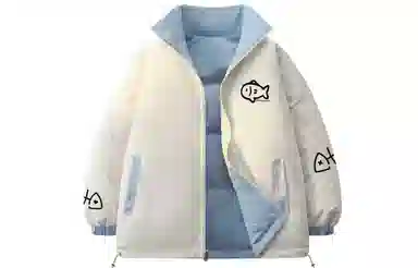 LA'T.WEEKEND Reversible Cartoon Cat Logo Cotton Jacket