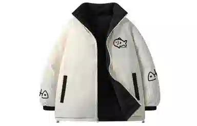 LA'T.WEEKEND Reversible Cartoon Cat Logo Cotton Jacket